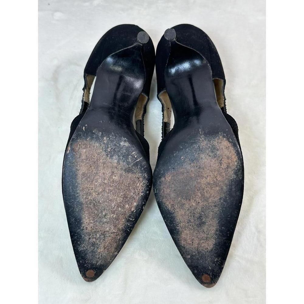 VTG 50s Miracle Tread Black Suede Cutout Heels 7B Retro Pinup Pumps - Picture 5 of 9